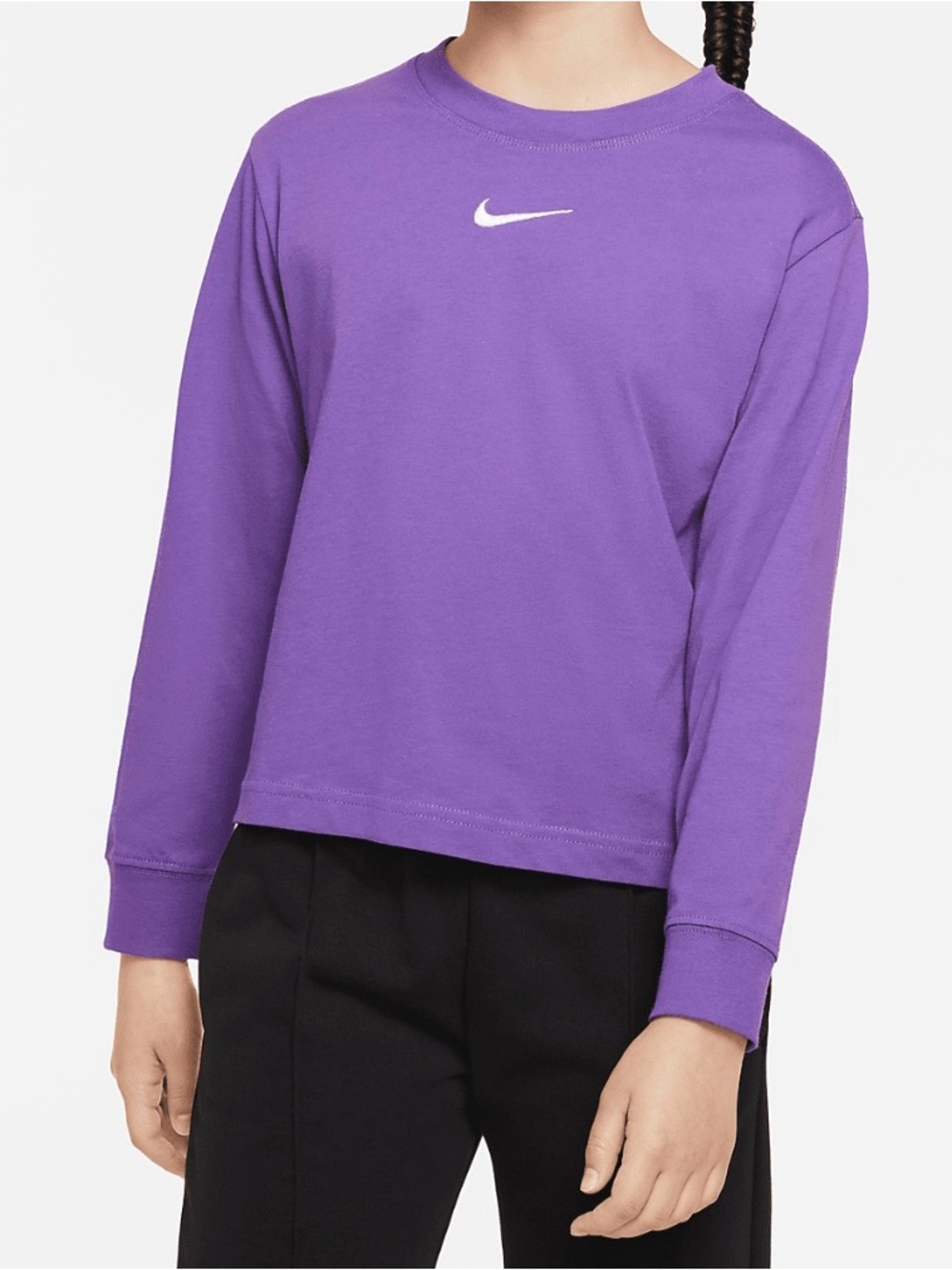 Nike Sportswear Big Kids' (Girls') Long-Sleeve T-Shirt DV0575-542 Purple Size XL